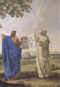LE SUEUR, Eustache St Bruno Examining a Drawing of the Baths of Diocletian Location of the Future Charterhouse of Rome  (mk05) Spain oil painting artist